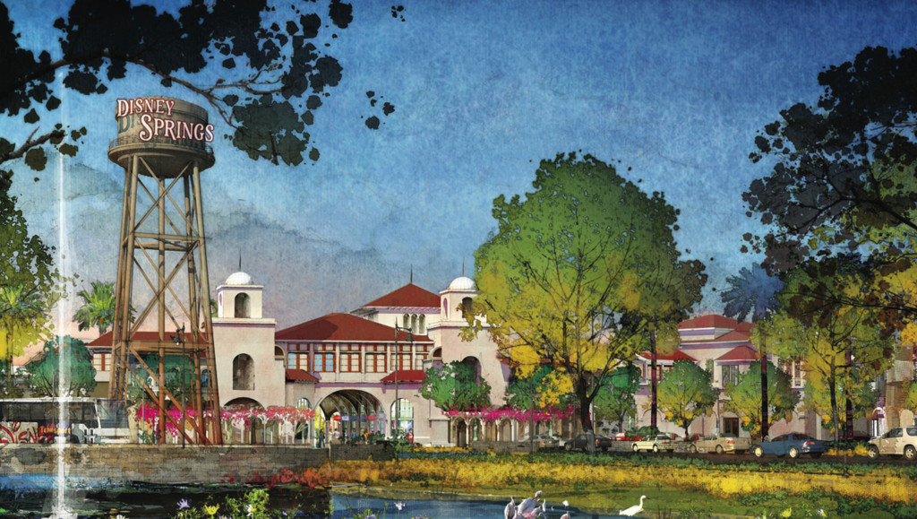 LAKE BUENA VISTA, Fla., March 12, 2013 – Along with an eclectic and contemporary mix from Disney and other noteworthy brands, Disney Springs (as shown in this conceptual rendering) will feature a new gateway with a signature water tower and grand entry.