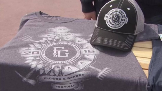 Shirt and Hat with "Guys' Garden" logo for Flower and Garden 2016