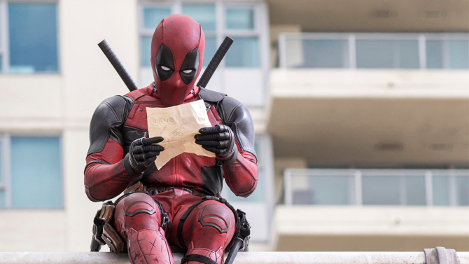 DEADPOOL Ryan Reynolds as Deadpool relaxes before leaping into battle. Photo Credit: David Dolsen TM & © 2015 Marvel & Subs.  TM and © 2015 Twentieth Century Fox Film Corporation.  All rights reserved.  Not for sale or duplication.