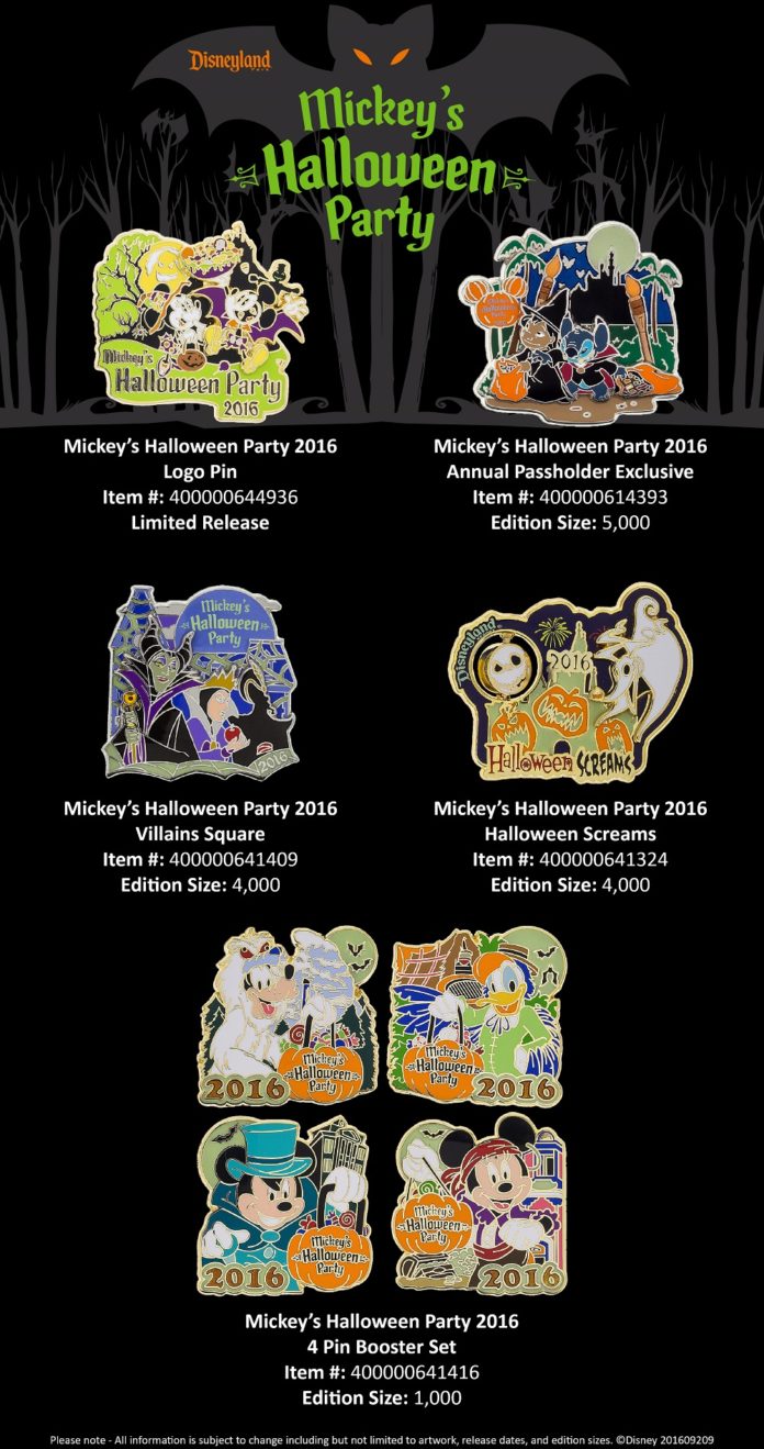 Disneyland’s Mickey’s Halloween Party Pins Announced