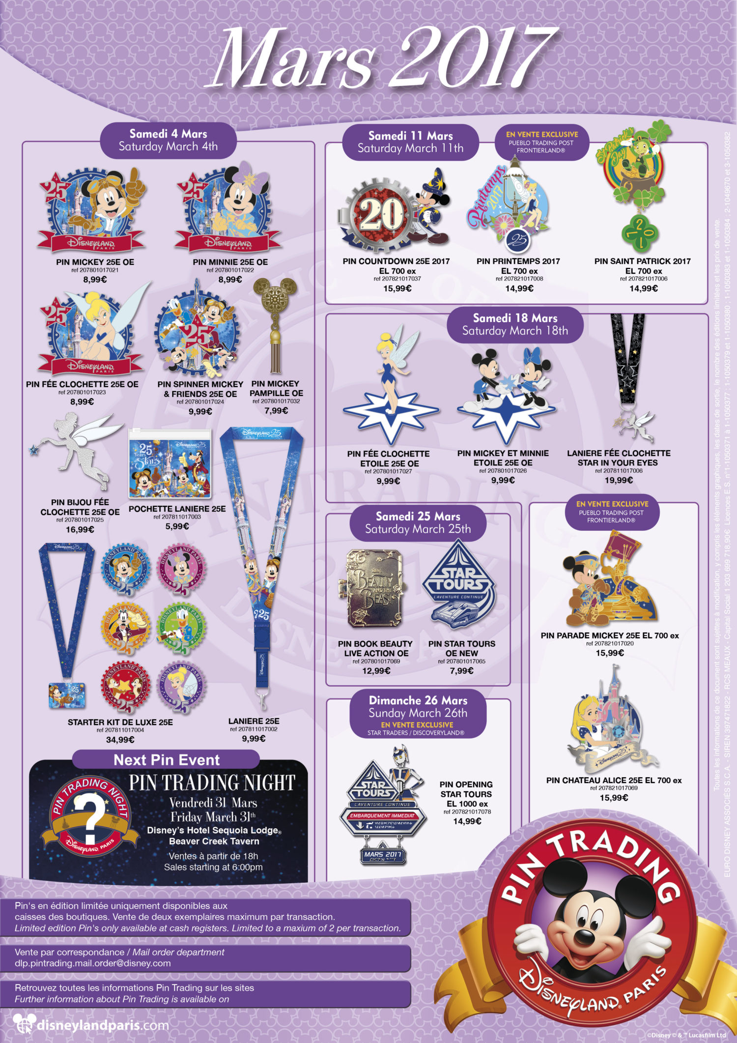 Disneyland Paris March Pins Announced