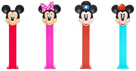 Four sticks of plastic with cartoon mouse heads.