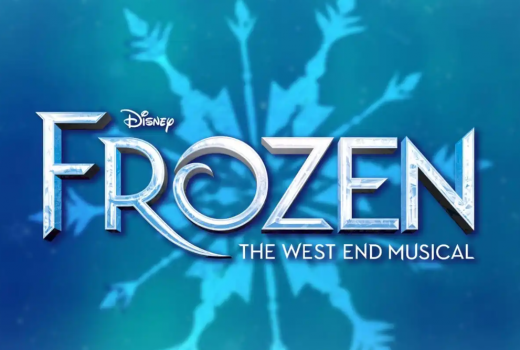 The word "Frozen" over a snowflake.