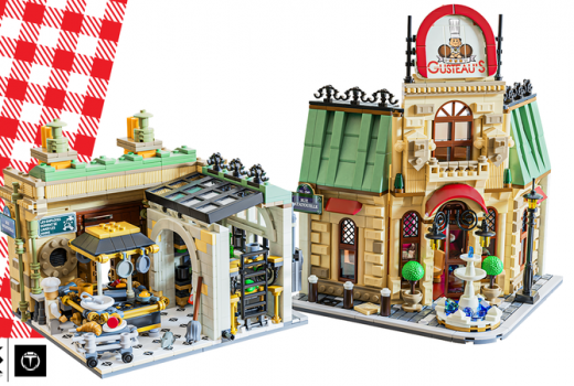 A LEGO model of a French restaurant.