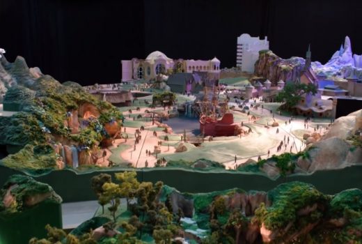 A model of a theme park section, based on Frozen.