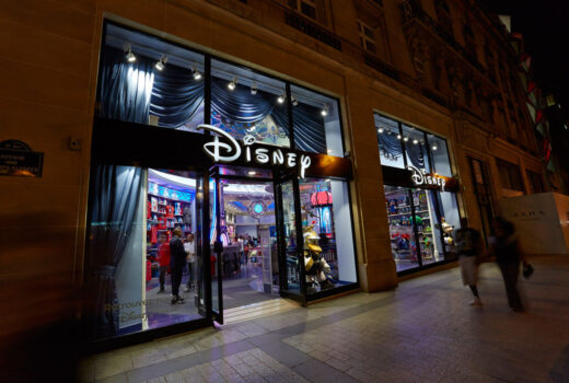 Frontage of the final location of the Disney Store in Paris, France.