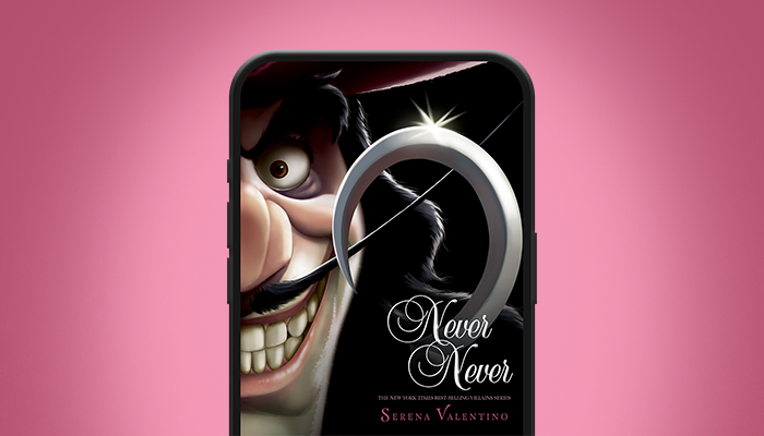 A book cover of Captain Hook on a phone portion.