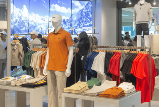 Polo shirts including on a mannequin.