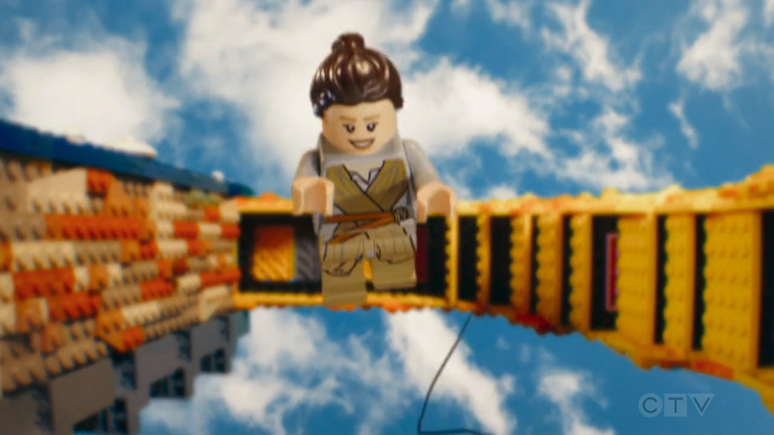 Lego minifig bungee jumps.