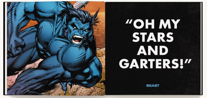 A drawing of a blue monsterous creature appears next to the text "Oh my stars and garters," credited to Beast.