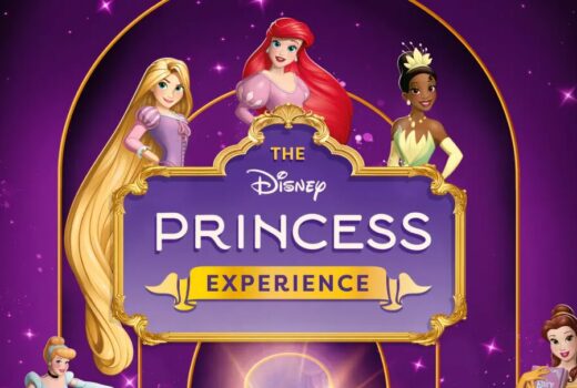 A variety of Disney Princesses surround the logo for Disney Princess Experience.