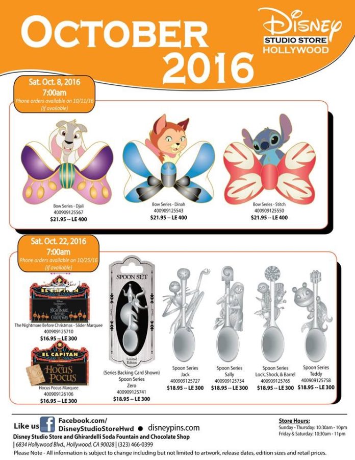 Disney Studio Store In Hollywood October Pins Announced – DisKingdom.com