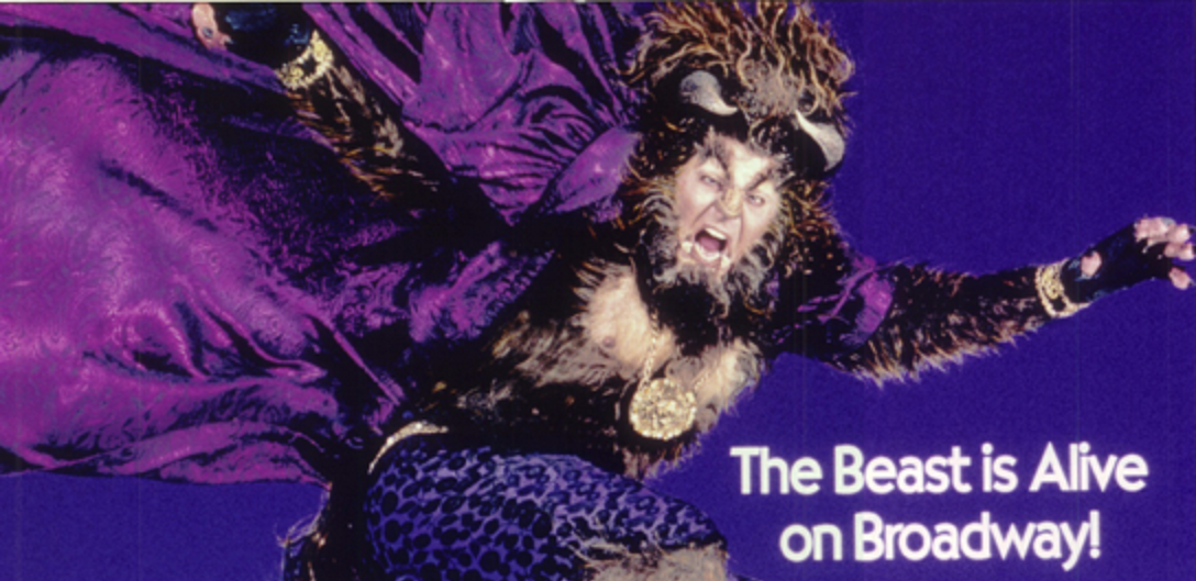 A hairy man-beast jumps down, in an attack.