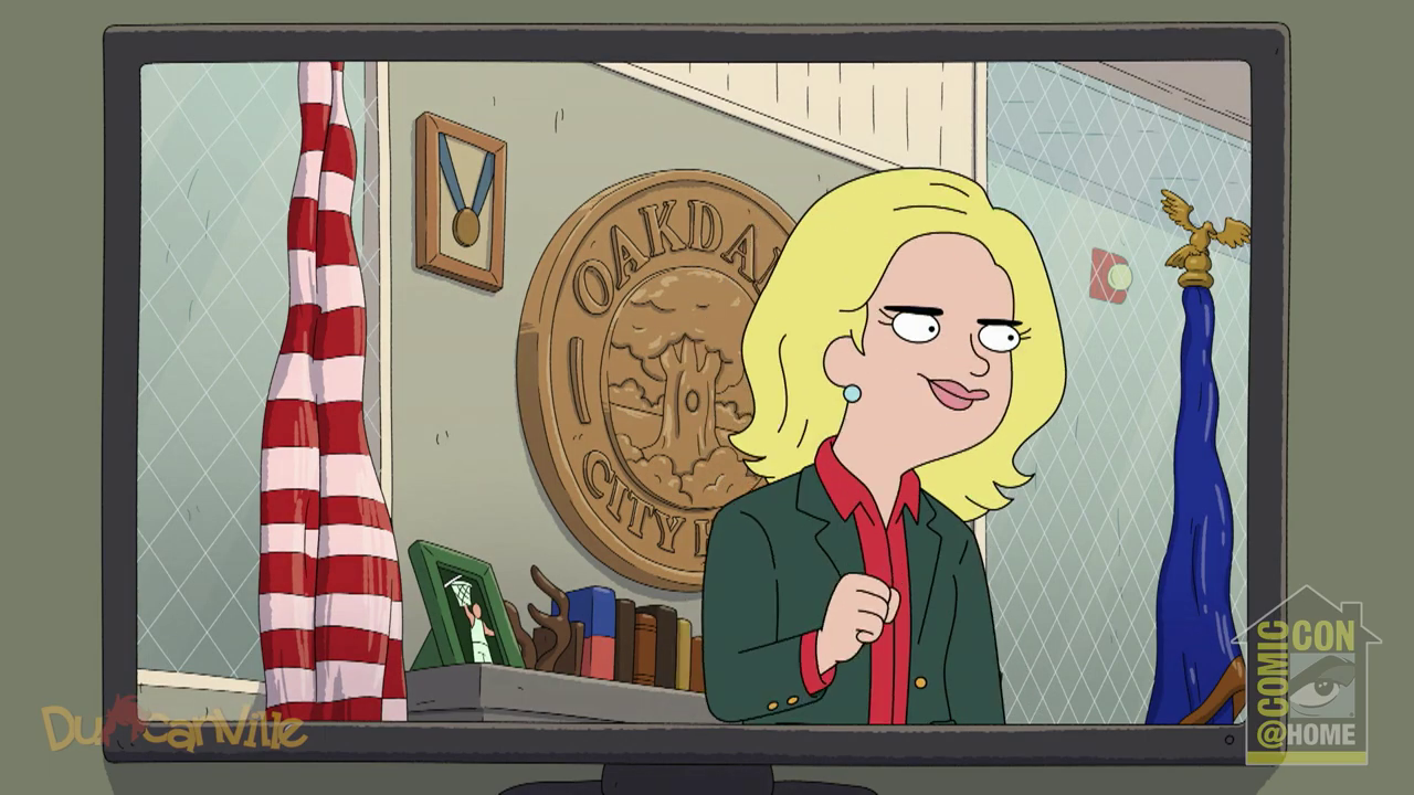 A determined woman clenches her fist.