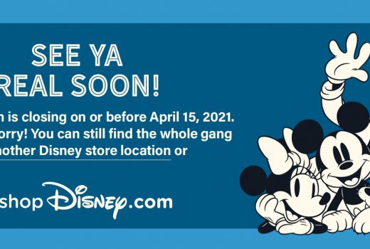 Classic Disney characters next to the text "See you real soon!", and body text listing an April 15 closure.
