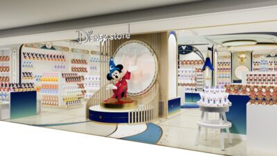 Store frontage with Sorcerer Mickey design.