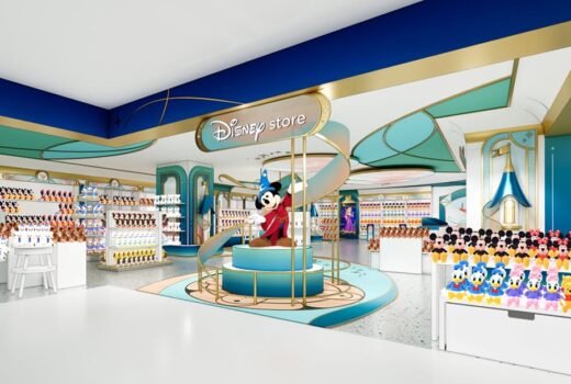 Computer rendering of the interior of a store with Sorcerer Mickey in the middle.