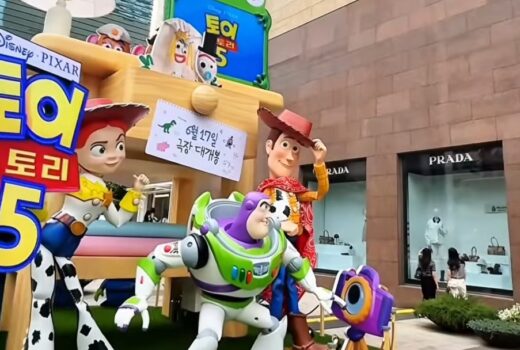 Statues of Toy Story characters, massively done.