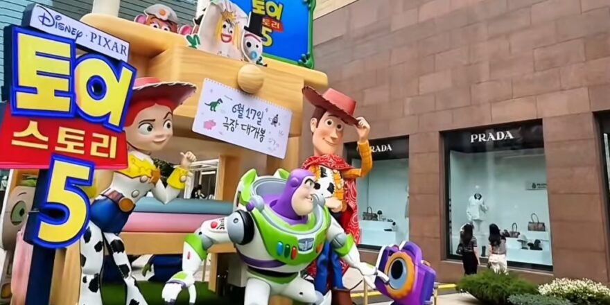 Statues of Toy Story characters, massively done.