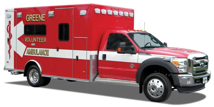 An ambulance in red.