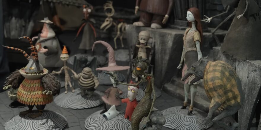 A variety of creepy character statues.