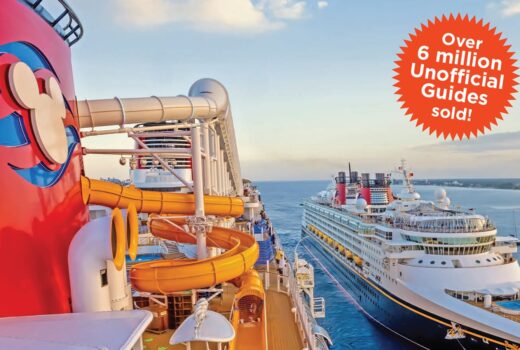 Segment of a cover with two cruise ships beside each other, and a star saying "Over 6 million Unofficial Guides sold!"