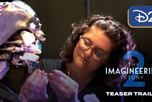 A woman looks at an Audio Animatronic.