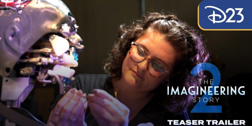 A woman looks at an Audio Animatronic.